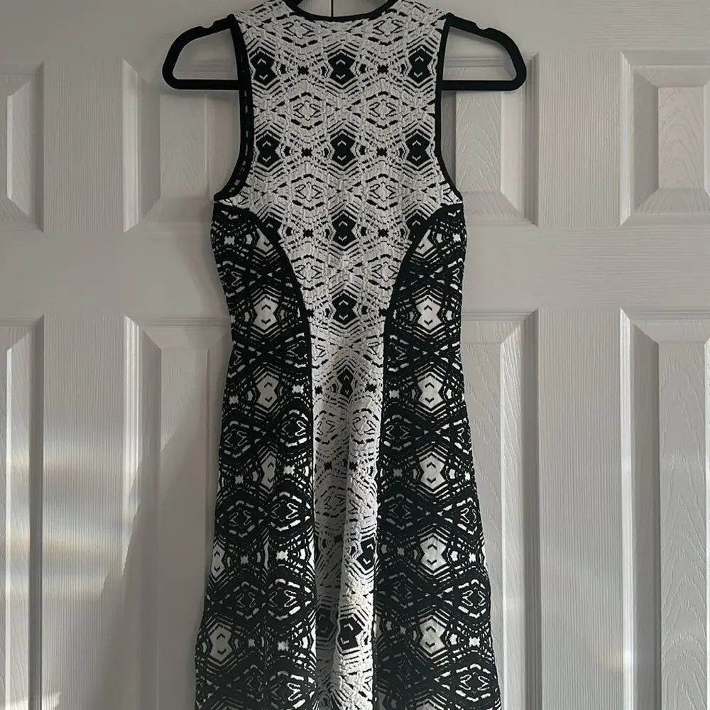 Parker Women’s Black & White Jacquard Fit & Flare Cocktail Holiday Dress Size XS - Picture 7 of 7